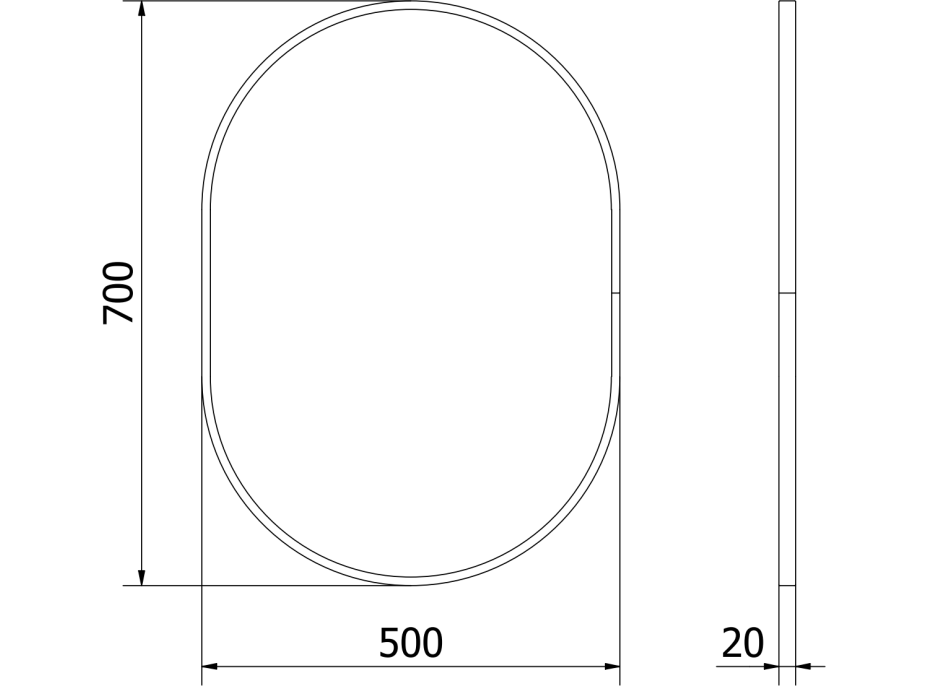 Oválne zrkadlo MEXEN LOFT 50x70 cm - čierny rám, 9851-070-050-000-70