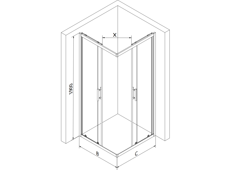 Sprchovací kút MEXEN RIO gold transparent - 80x80 cm, 860-080-080-50-00