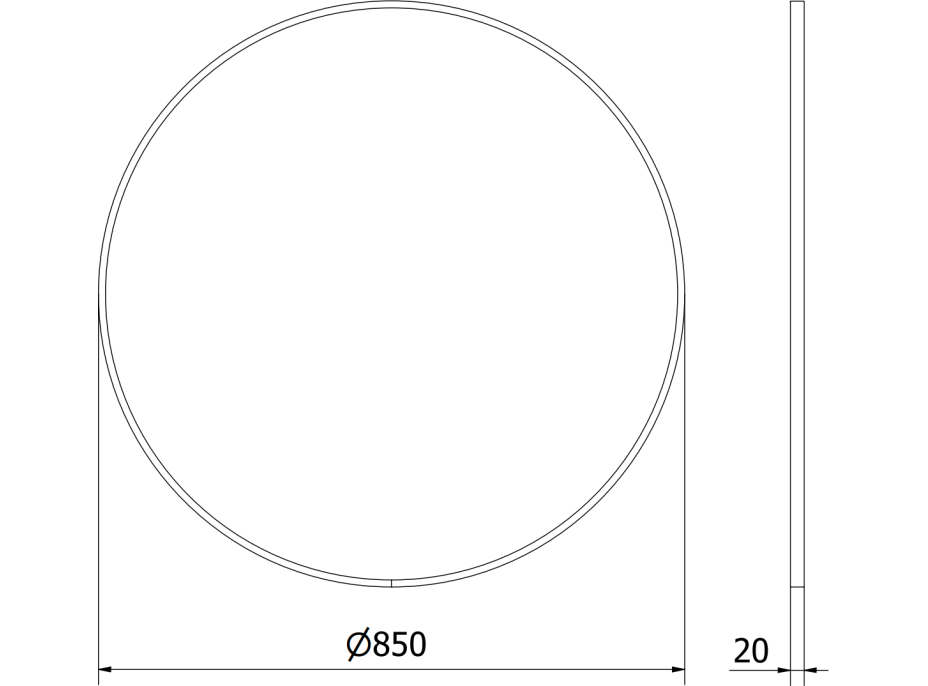 Okrúhle zrkadlo MEXEN LOFT 85 cm - čierny rám, 9850-085-085-000-70
