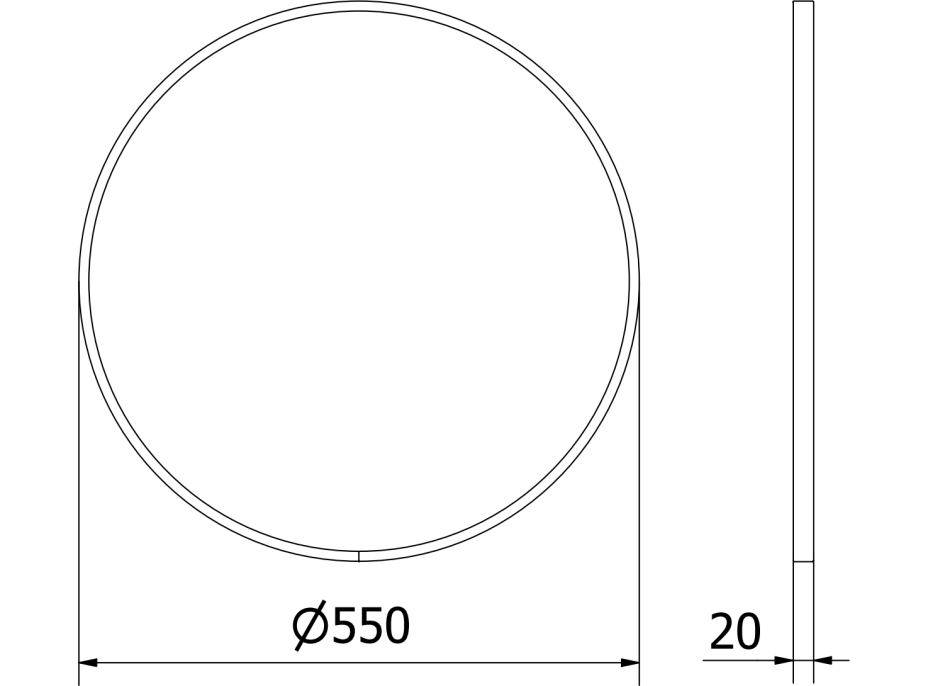 Okrúhle zrkadlo MEXEN LOFT 55 cm - čierny rám, 9850-055-055-000-70
