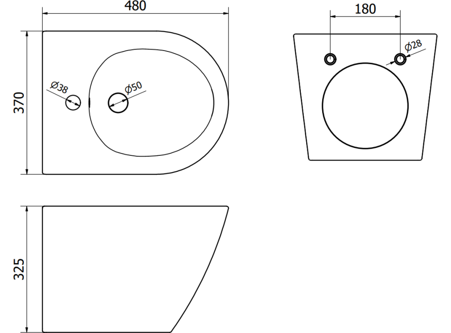 Závesný bidet MEXEN LENA 48 cm - čierny/zlatý vzorovaný, 35224879