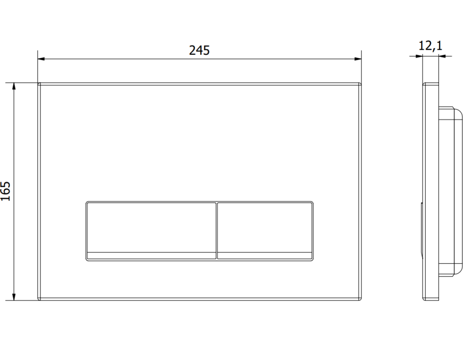 Ovládacie tlačidlo splachovadla - chrómové matné - dvojčinné - plastové - typ 12, 601202