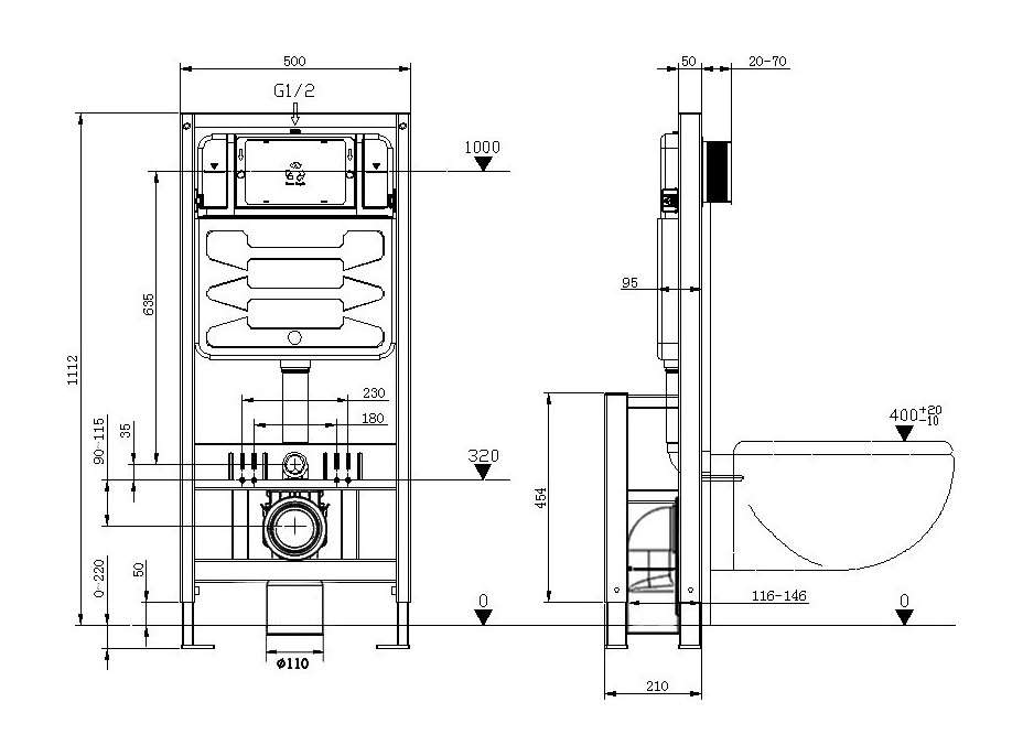 Podlahový WC modul Mexen Fenix F pre závesné WC, 60101