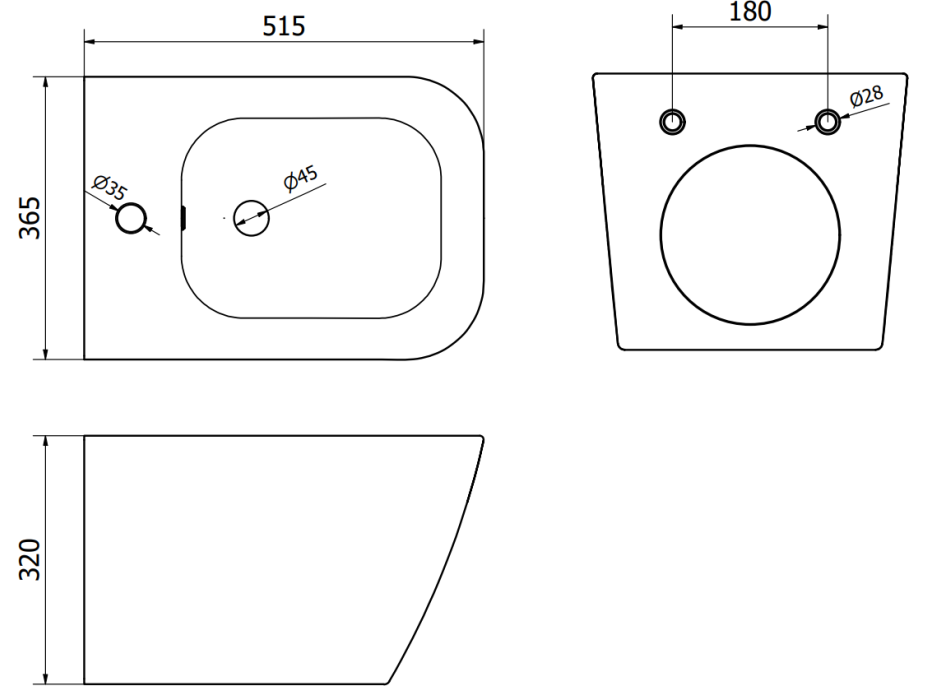 Závesný bidet MEXEN MADOX - biely, 35155100