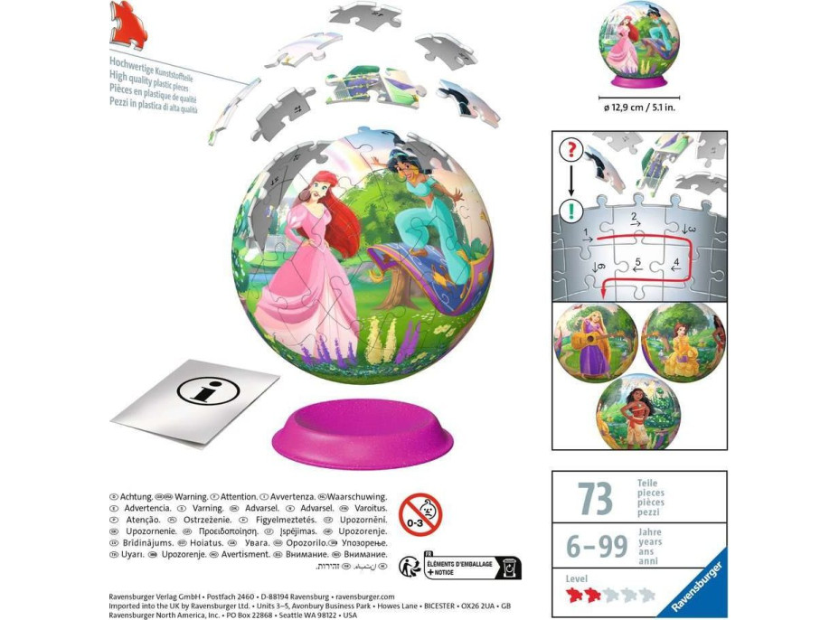 RAVENSBURGER 3D Puzzleball Disney princeznej 73 dielikov