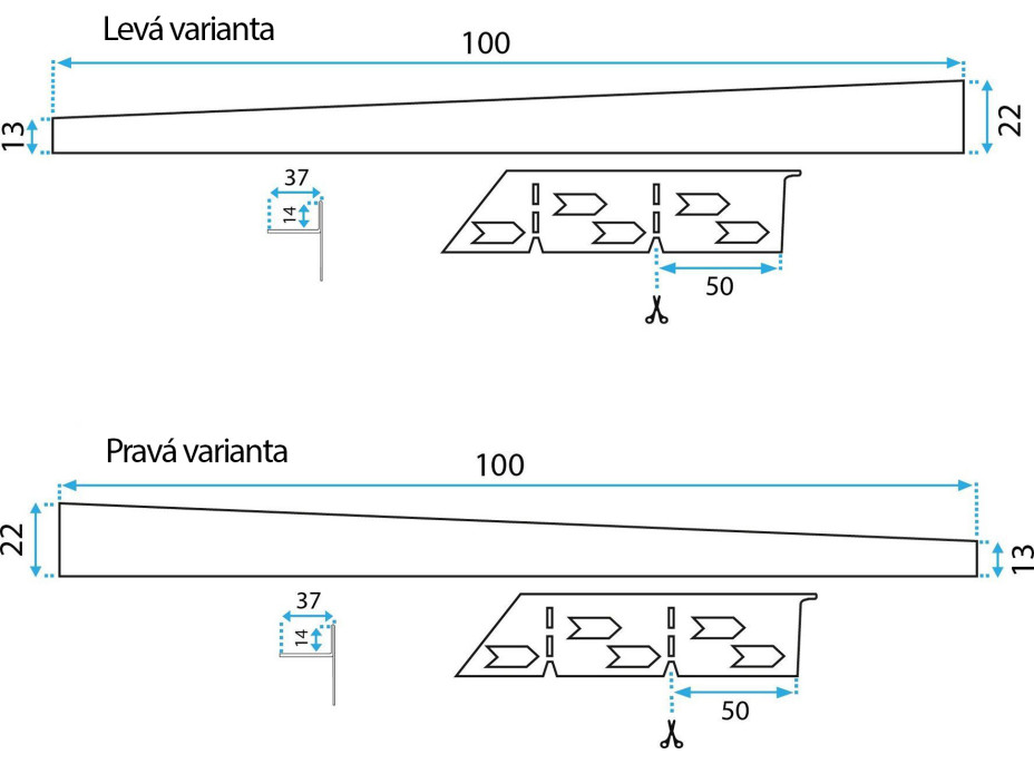 Spádová lišta do sprchového kúta - 100 cm - brúsená zlatá