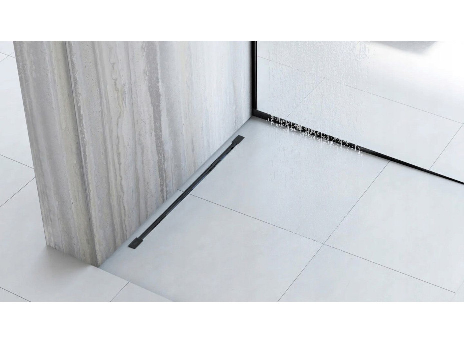 Spádová lišta do sprchovacieho kúta - 140 cm - čierna matná