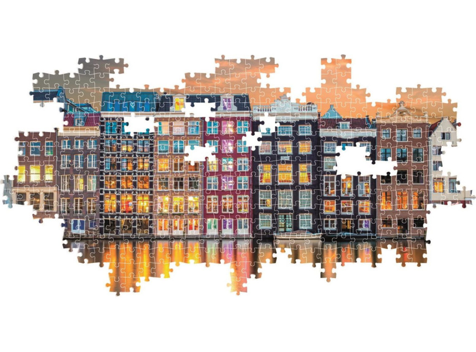 CLEMENTONI Panoramatické puzzle Žiarivý Amsterdam 1000 dielikov