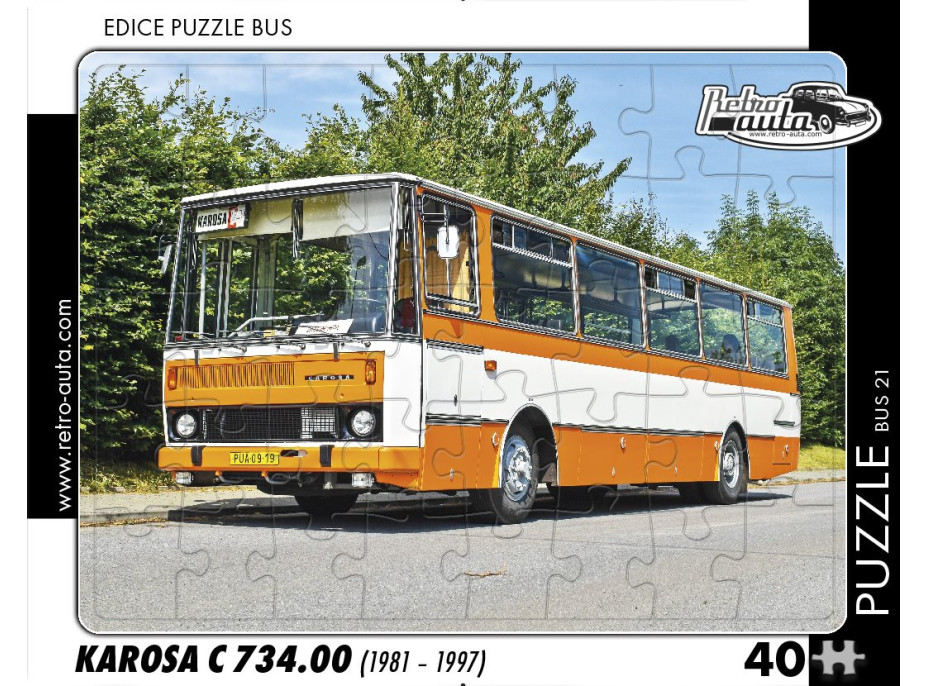 RETRO-AUTA Puzzle BUS č.21 Karosa C 734.00 (1981 - 1997) 40 dielikov