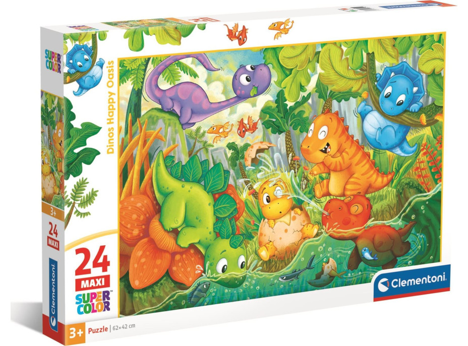 CLEMENTONI Puzzle Šťastná oáza dinosaurov MAXI 24 dielikov