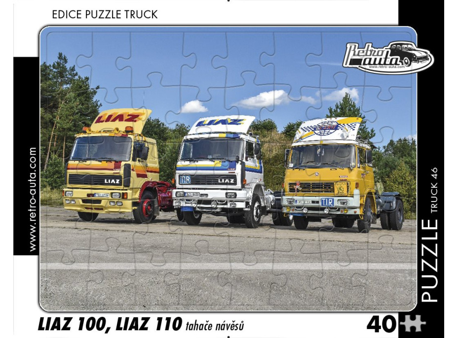 RETRO-AUTA Puzzle TRUCK č.46 LIAZ 100, LIAZ 110 ťahače návesov 40 dielikov