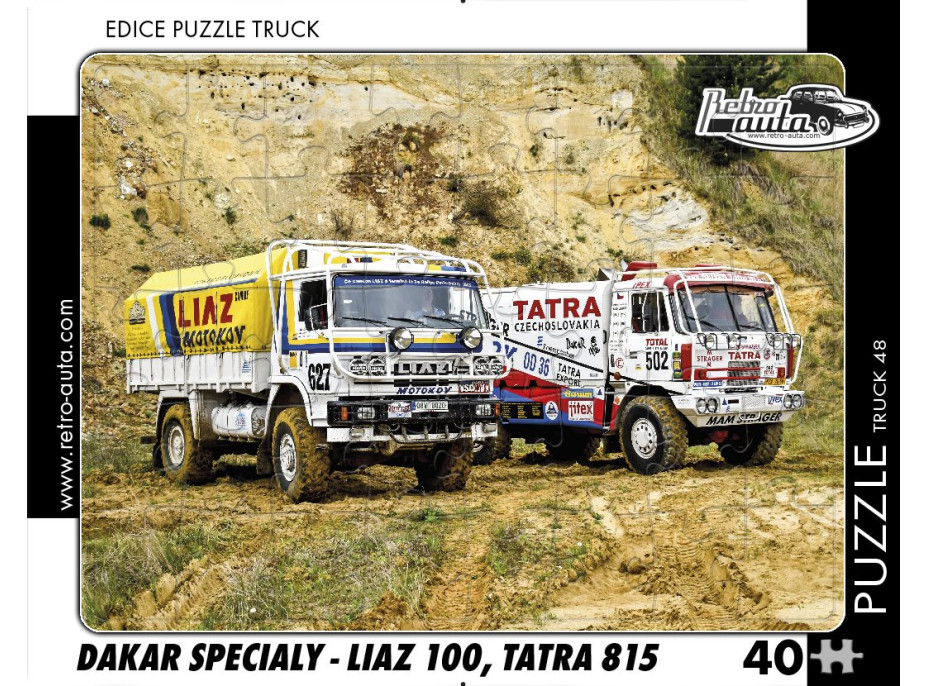 RETRO-AUTA Puzzle TRUCK č.48 Dakar špeciály - LIAZ 100, TATRA 815 - 40 dielikov