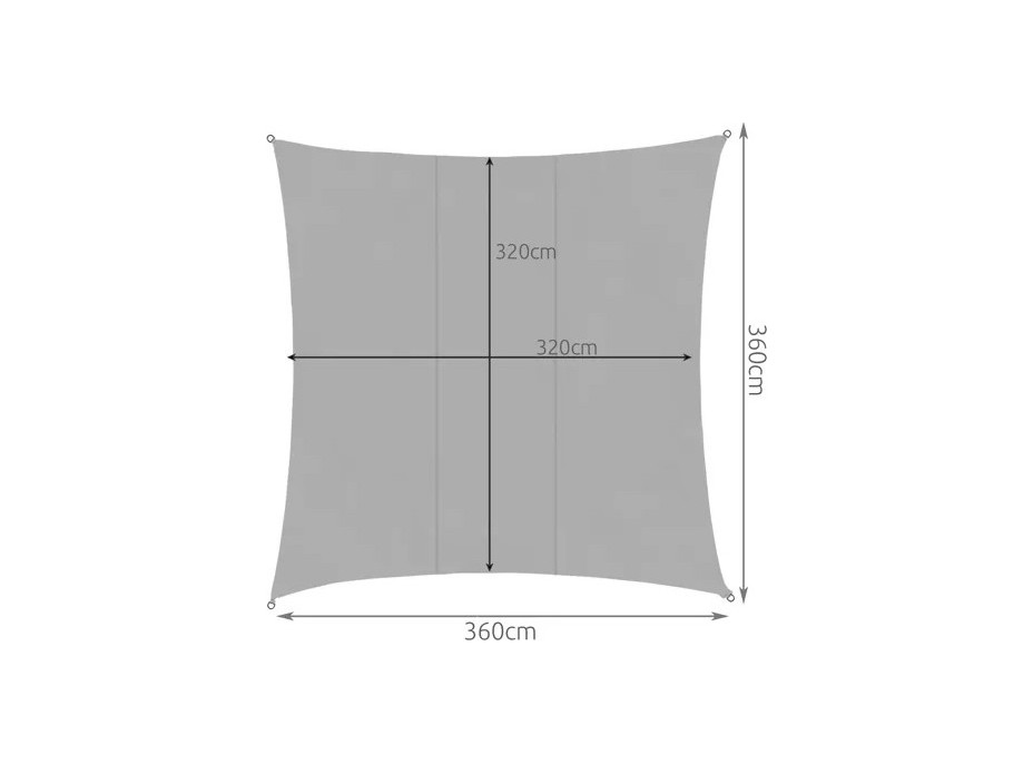 Tieniaca plachta 3,6x3,6 m - šedá