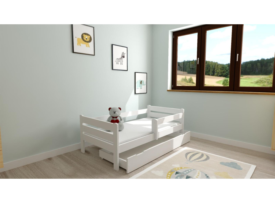 Detská posteľ z masívu borovice EDITA - 200x90 cm - biela