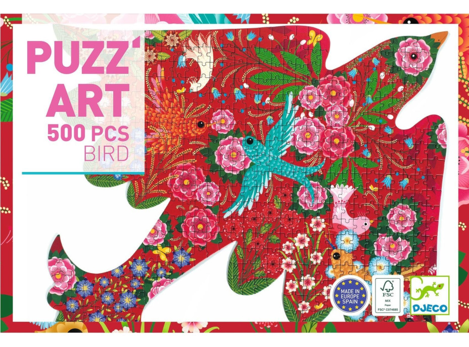 DJECO Obrysové puzzle Vtáčik 500 dielikov