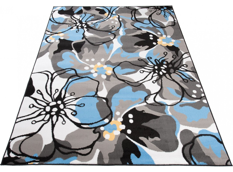 Kusový koberec MAYA Flowers - modrý/šedý