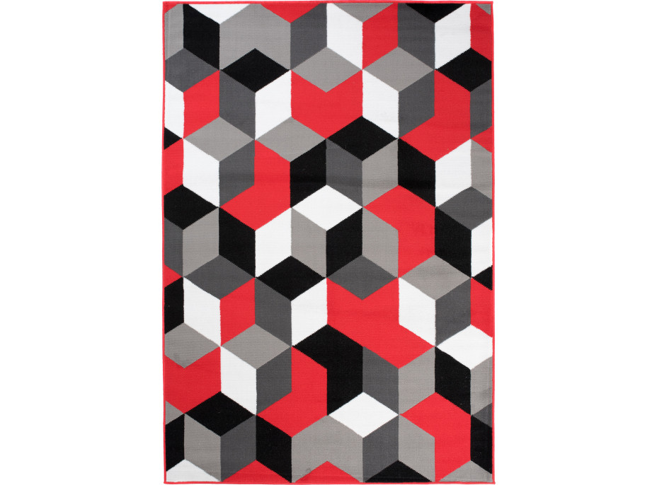 Kusový koberec MAYA Cubes - červený/šedý