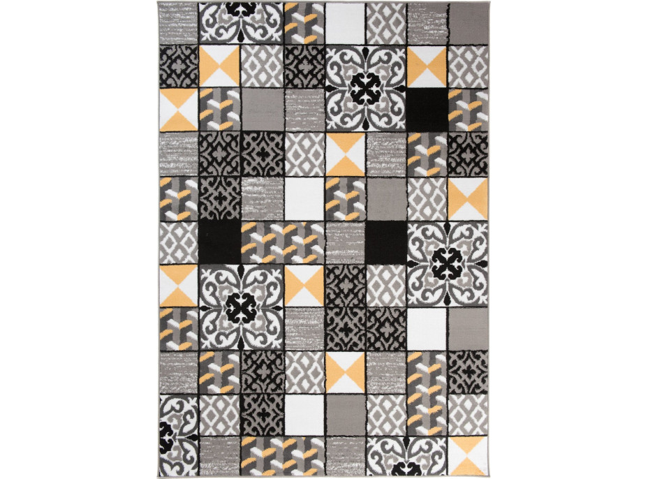 Kusový koberec MAYA Tiles - žltý/sivý