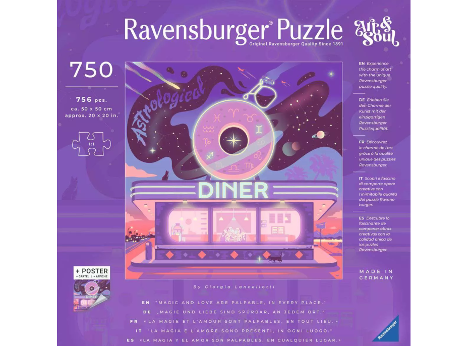 RAVENSBURGER Štvorcové puzzle Art & Soul: Astrologická jedáleň 750 dielikov