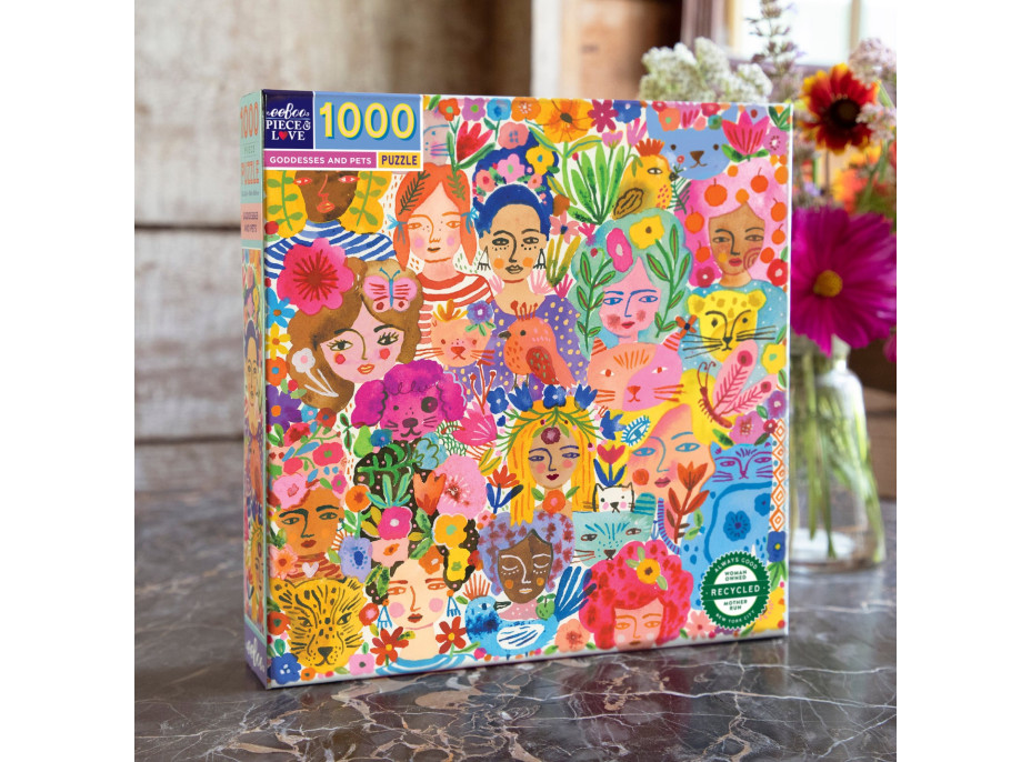 EEBOO Štvorcové puzzle Bohyňa a domáci miláčikovia 1000 dielikov