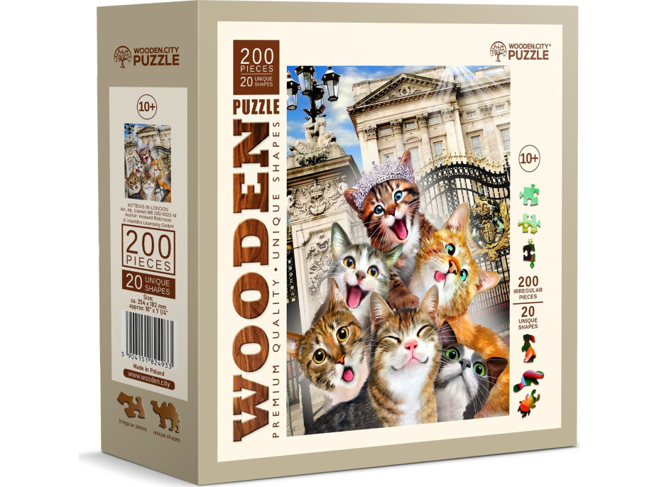 WOODEN CITY Drevené puzzle Mačiatka v Londýne 200 dielikov