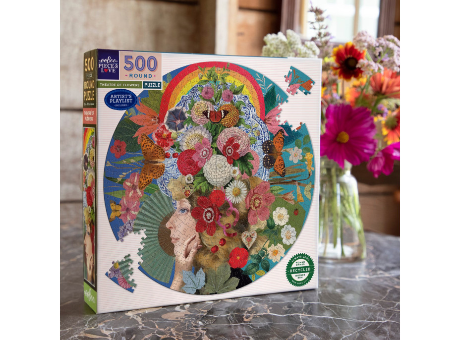 EEBOO Okrúhle puzzle Divadlo kvetín 500 dielikov