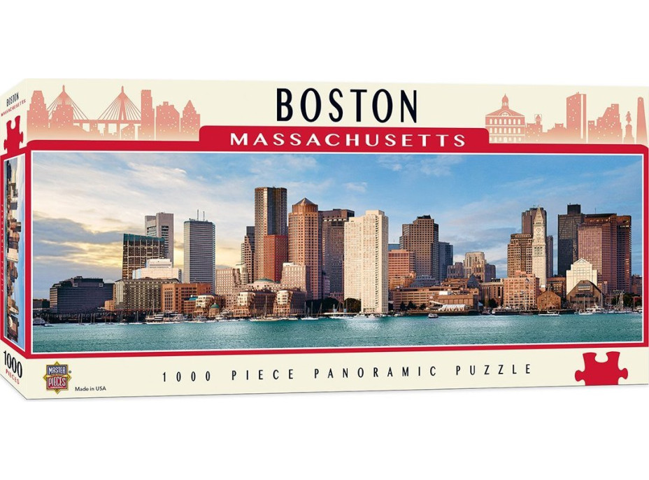 MASTERPIECES Panoramatické puzzle Boston, Massachusetts 1000 dielikov