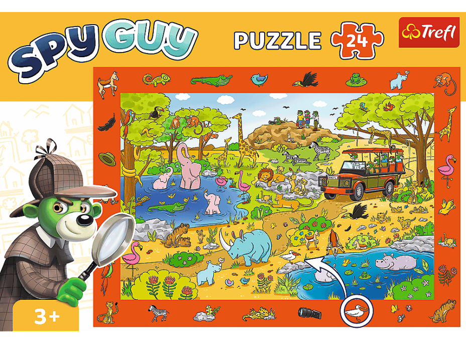 TREFL Puzzle s hľadaním obrázkov Spy Guy: Safari 24 dielikov