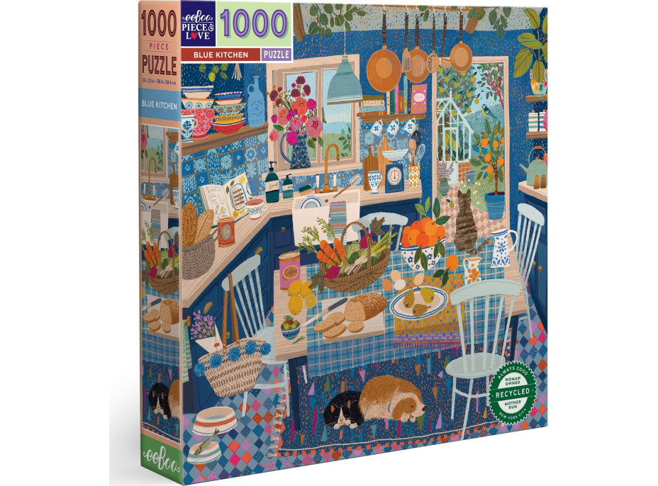 EEBOO Štvorcové puzzle Modrá kuchyňa 1000 dielikov