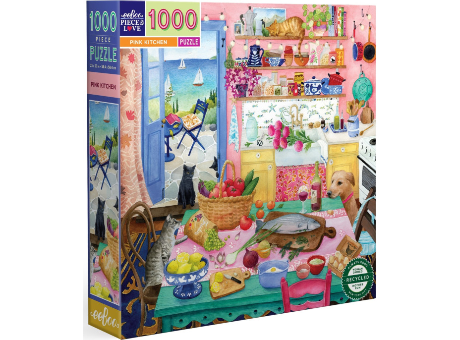 EEBOO Štvorcové puzzle Ružová kuchyňa 1000 dielikov