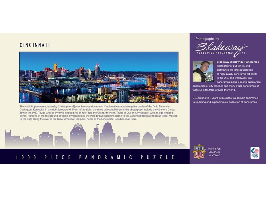 MASTERPIECES Panoramatické puzzle Cincinnati, Ohio 1000 dielikov