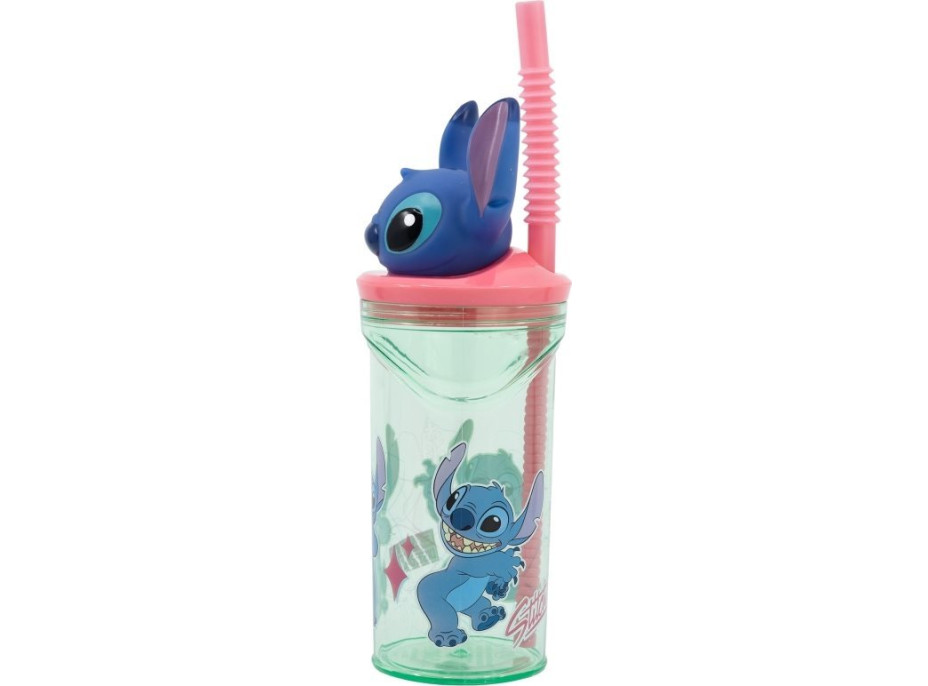 STOR Fľaša na pitie so slamkou Stitch 360 ml