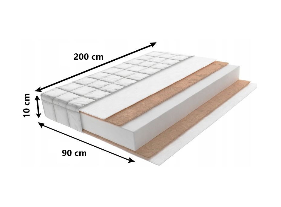 Detský matrac MAX RELAX COMFORT 200x90x10 cm - kokos/pena/kokos