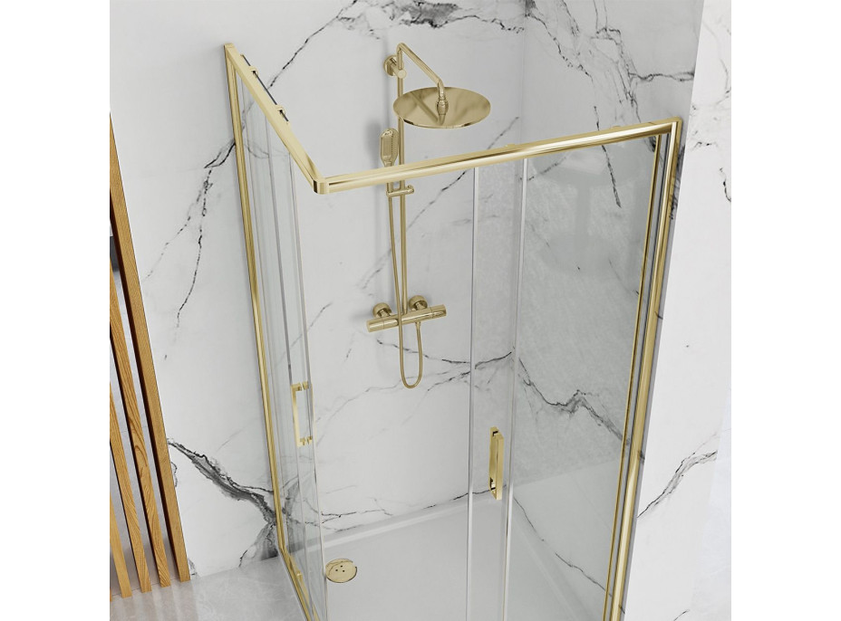 Sprchovací kút Rea PUNTO 80x100 cm - zlatý