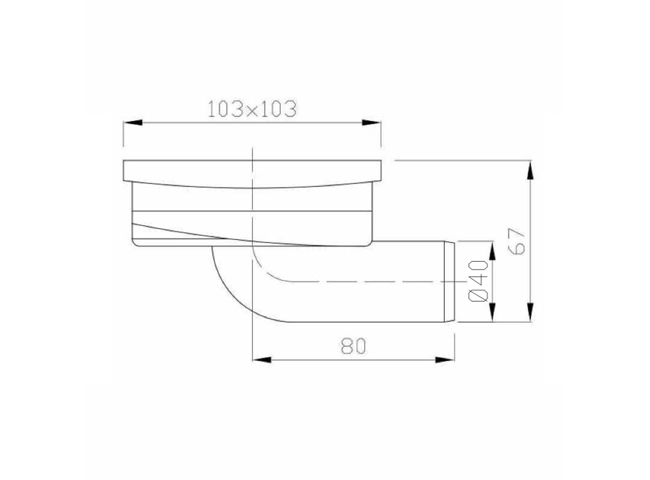 Bruckner Podlahový vpust 103x103 bočný, DN40, mriežka nerez lesk 183.052.0