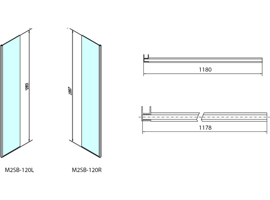 Polysan MODULAR SHOWER pevný panel na inštaláciu na stenu modulu MS2, 1200 mm, pravý MS2B-120R