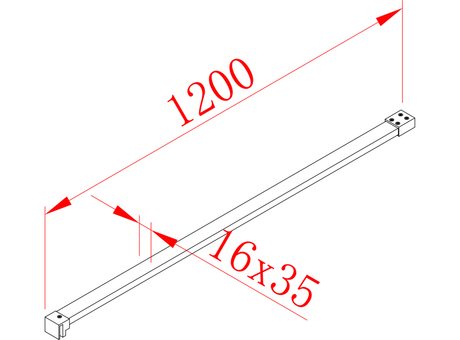 Polysan Vzpera k MS kolmá, 1200 mm, chróm MSBR1