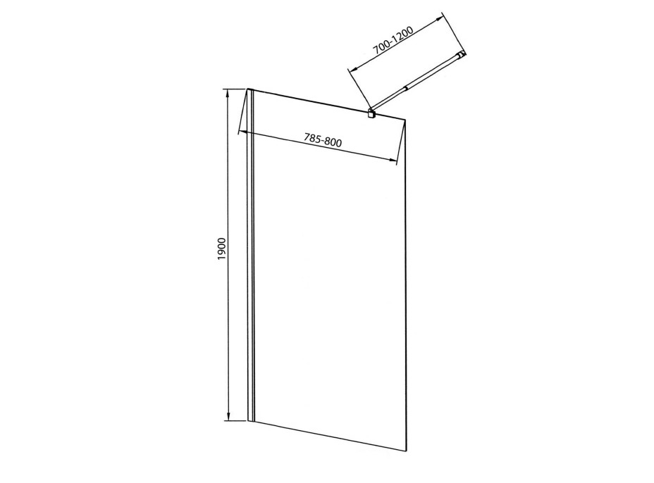 Aqualine WALK-IN zástena jednodielna na inštaláciu na stenu, 800x1900 mm, sklo číre WI081