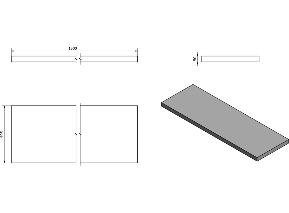 Sapho AVICE doska 150x50cm, dub Rover AV154