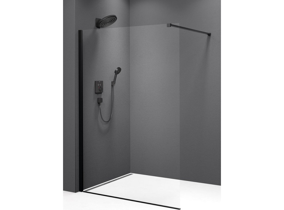 Polysan MODULAR SHOWER BLACK jednodielna zástena pevná na inštaláciu na stenu, 800 mm MS1-80B