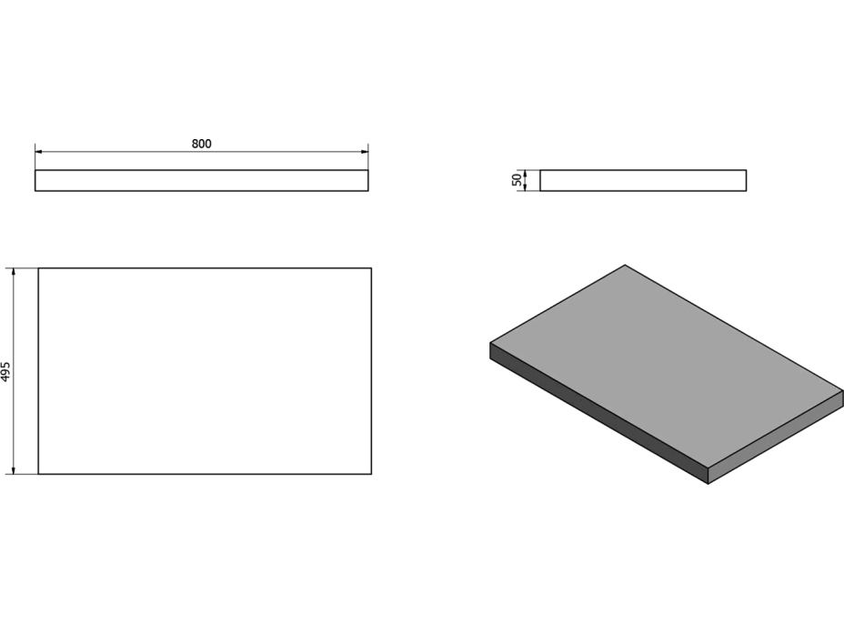 Sapho AVICE doska 80x50cm, dub Rover AV084