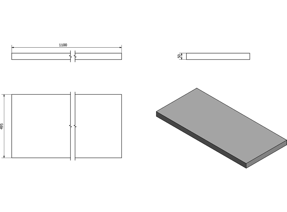 Sapho AVICE doska 110x50cm, dub Rover AV114