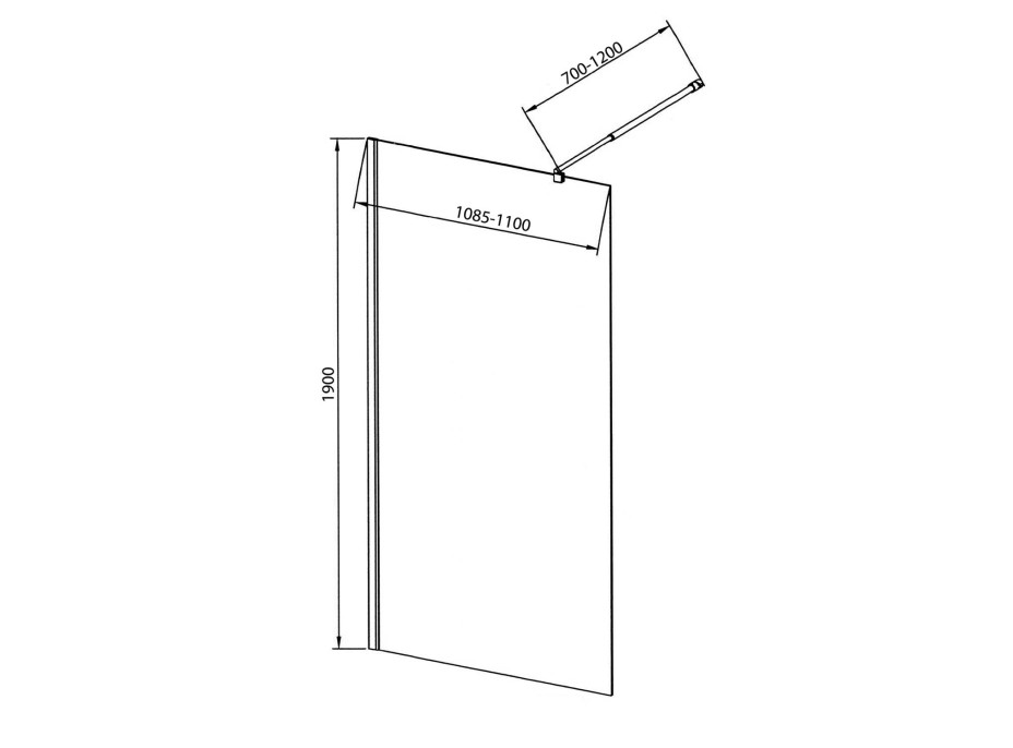 Aqualine WALK-IN zástena jednodielna na inštaláciu na stenu, 1100x1900 mm, sklo číre WI111