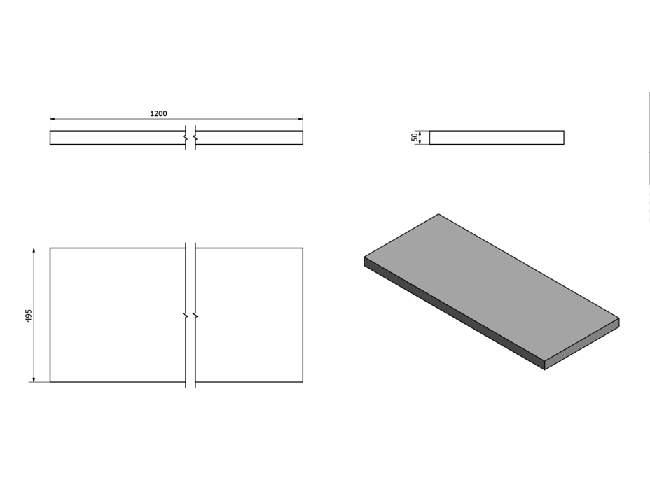 Sapho AVICE doska 120x50cm, dub Rover AV124