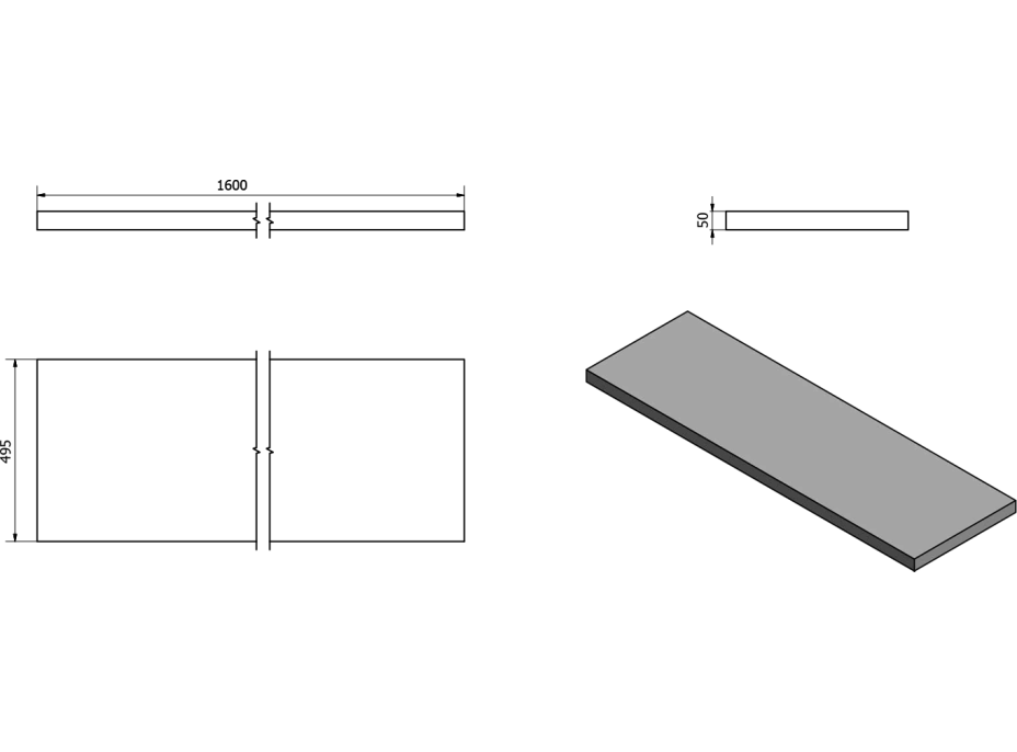 Sapho AVICE doska 160x50cm, dub Rover AV164