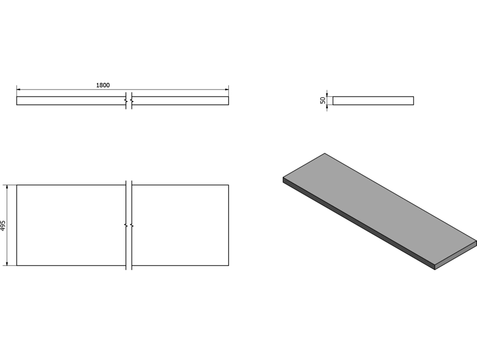 Sapho AVICE doska 180x50cm, dub Rover AV184