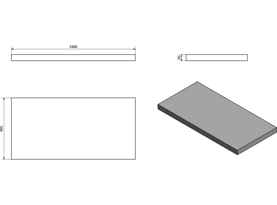 Sapho AVICE doska 100x50cm, dub Rover AV104