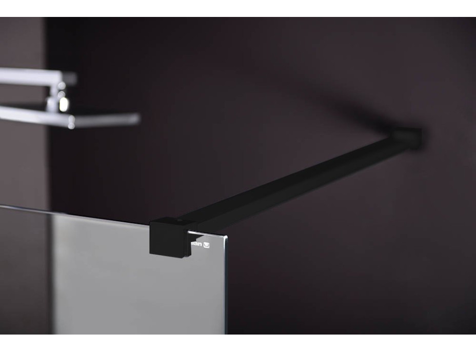 Polysan MODULAR SHOWER BLACK jednodielna zástena pevná na inštaláciu na stenu, 1000 mm MS1-100B