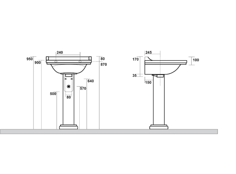 Kerasan WALDORF univerzálny keramický stĺp k umývadlám 60, 80cm, čierna mat 417031