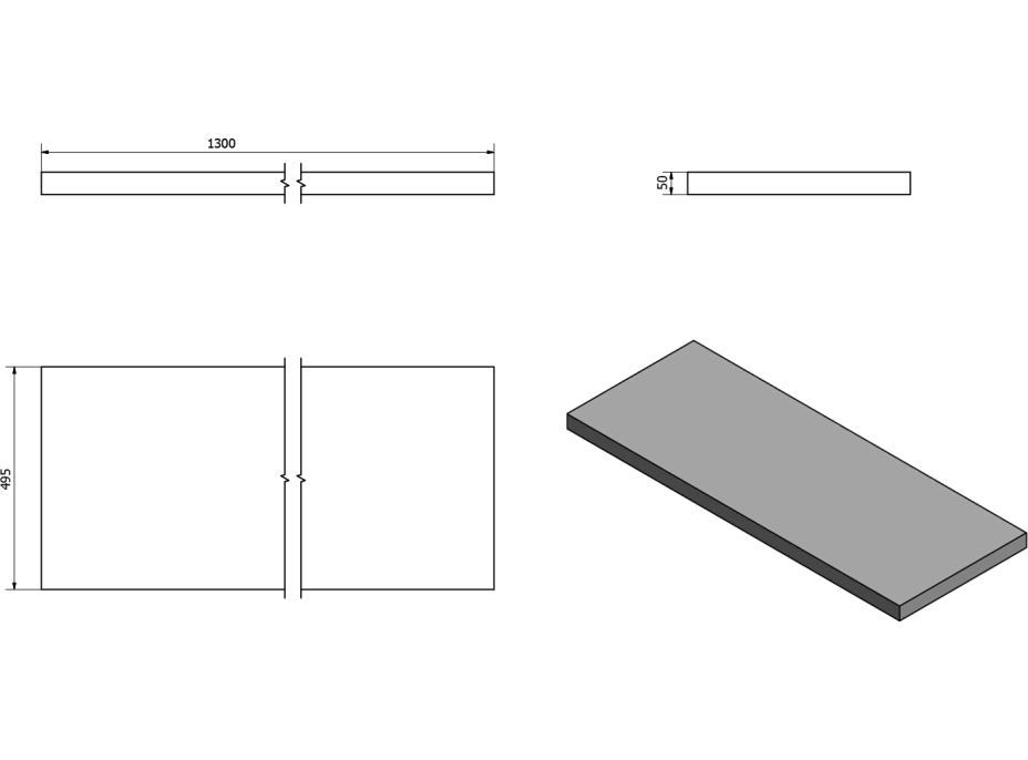 Sapho AVICE doska 130x50cm, aquamarine AV136